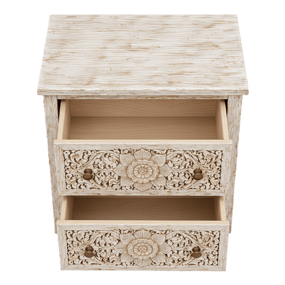 Florentia Crest™ Hand - Carved Solid Wood Nightstand – handcrafted solid wood furniture