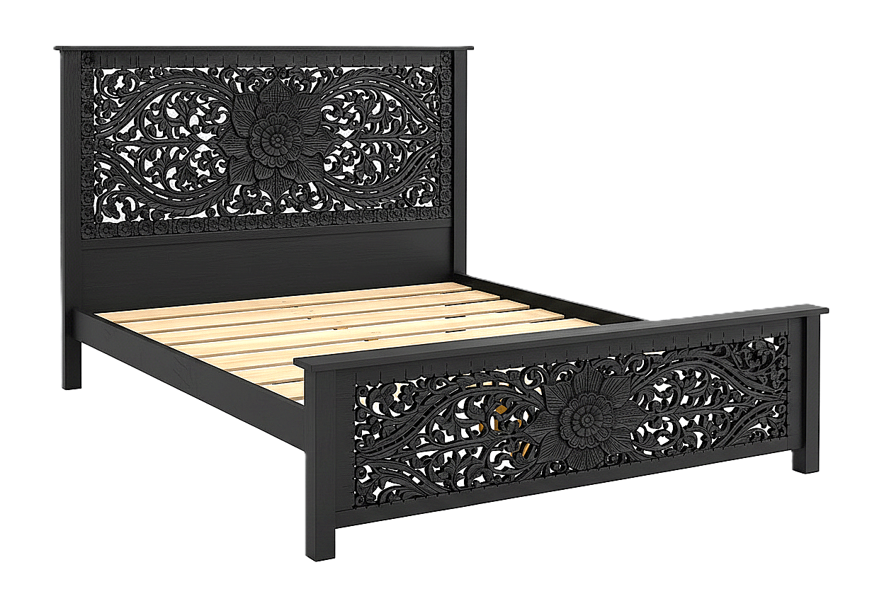 Florentia Crest™ Hand - Carved Solid Wood Platform Bed & Bedroom Collection – handcrafted solid wood furniture