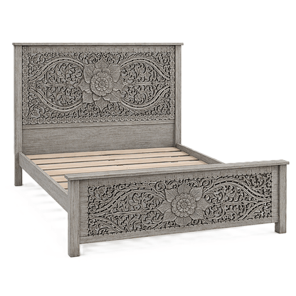 Florentia Crest™ Hand - Carved Solid Wood Platform Bed & Bedroom Collection – handcrafted solid wood furniture