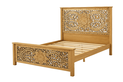 Florentia Crest™ Hand - Carved Solid Wood Platform Bed & Bedroom Collection – handcrafted solid wood furniture
