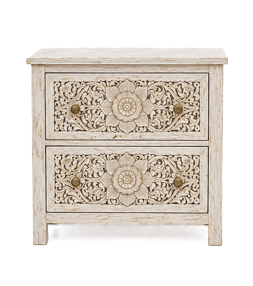 Florentia Crest™ Hand - Carved Solid Wood Platform Bed & Bedroom Collection – handcrafted solid wood furniture