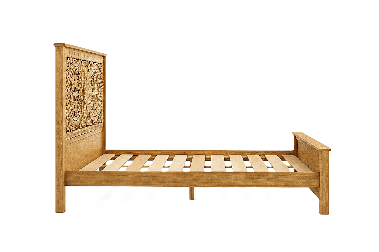 Florentia Crest™ Hand - Carved Solid Wood Platform Bed & Bedroom Collection – handcrafted solid wood furniture