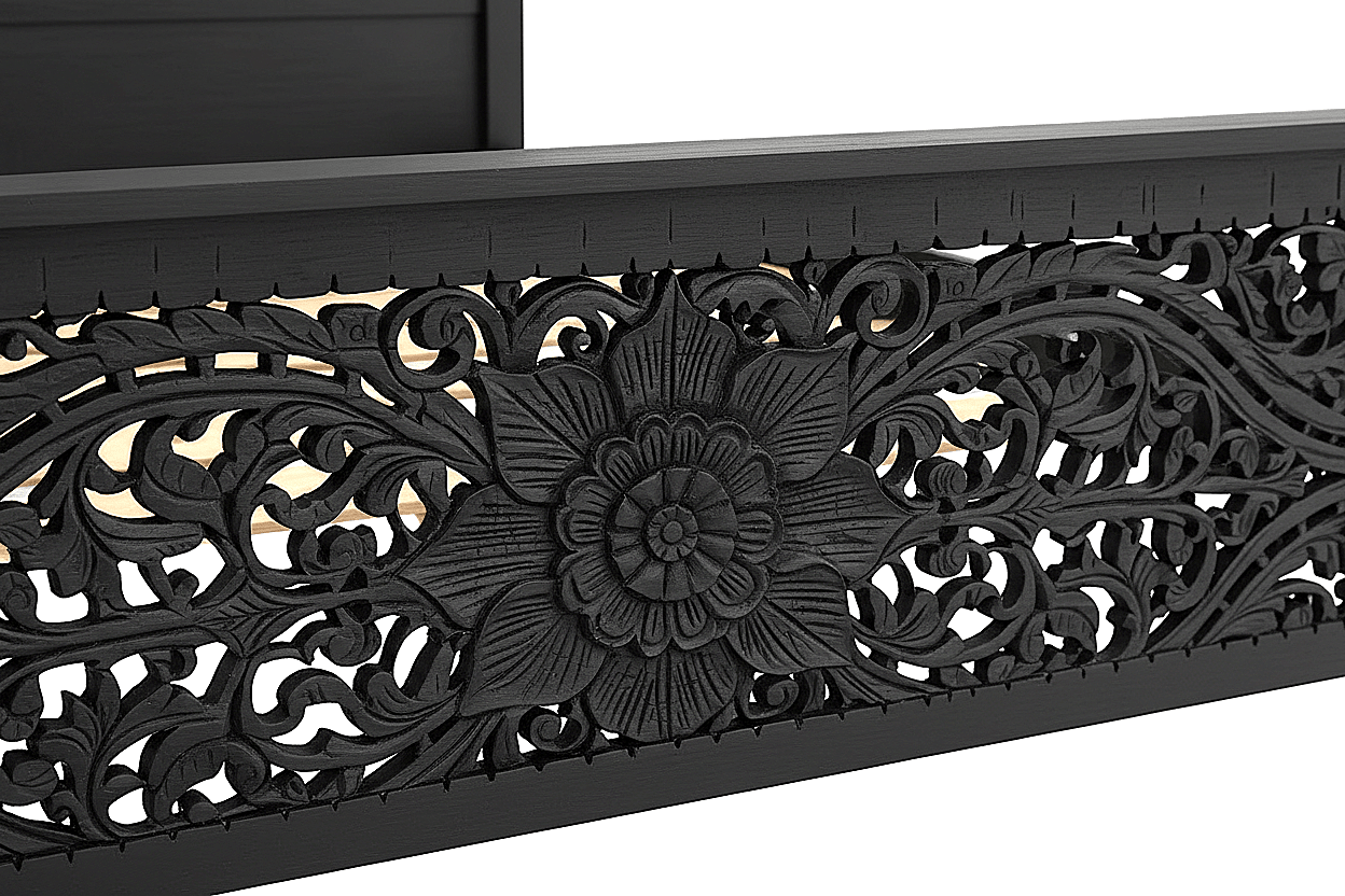 Florentia Crest™ Hand - Carved Solid Wood Platform Bed & Bedroom Collection – handcrafted solid wood furniture