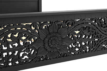 Florentia Crest™ Hand - Carved Solid Wood Platform Bed & Bedroom Collection – handcrafted solid wood furniture