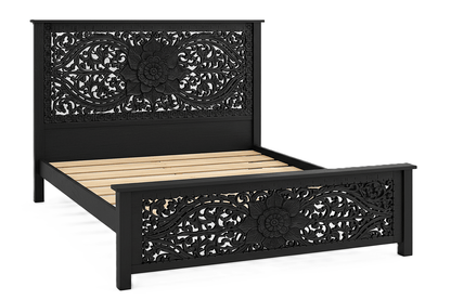 Florentia Crest™ Hand - Carved Solid Wood Platform Bed & Bedroom Collection – handcrafted solid wood furniture
