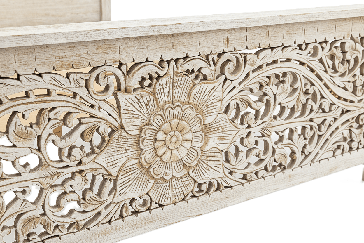 Florentia Crest™ Hand - Carved Solid Wood Platform Bed & Bedroom Collection – handcrafted solid wood furniture
