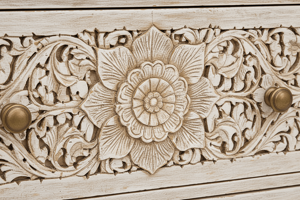 Florentia Crest™ Hand - Carved Solid Wood Platform Bed & Bedroom Collection – handcrafted solid wood furniture