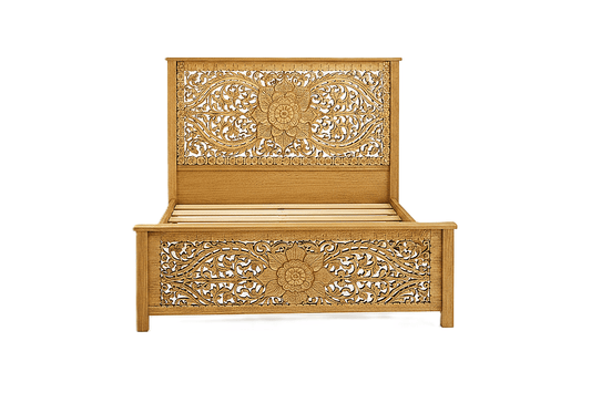 Florentia Crest™ Hand - Carved Solid Wood Platform Bed & Bedroom Collection – handcrafted solid wood furniture