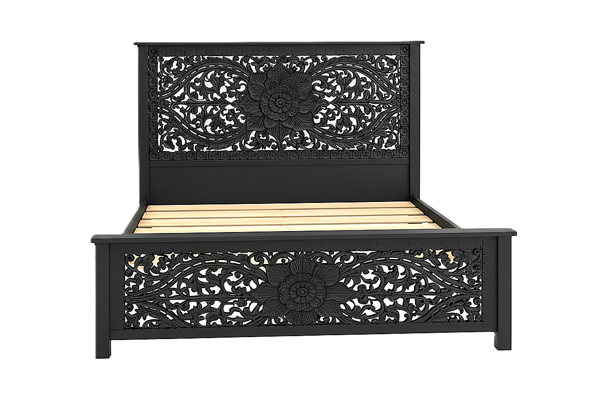 Florentia Crest™ Hand - Carved Solid Wood Platform Bed & Bedroom Collection – handcrafted solid wood furniture