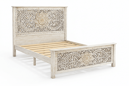 Florentia Crest™ Hand - Carved Solid Wood Platform Bed & Bedroom Collection – handcrafted solid wood furniture