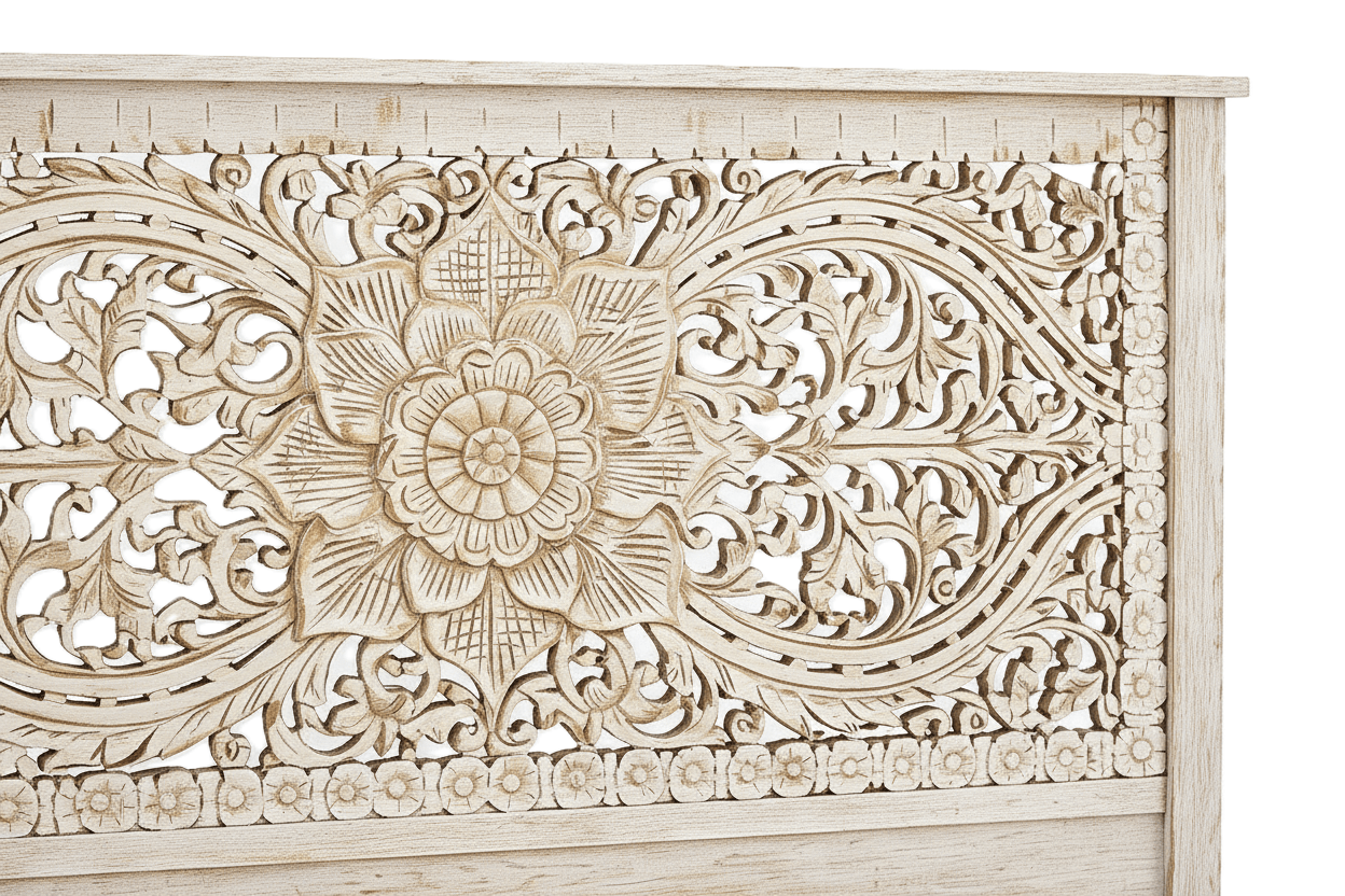 Florentia Crest™ Hand - Carved Solid Wood Platform Bed & Bedroom Collection – handcrafted solid wood furniture