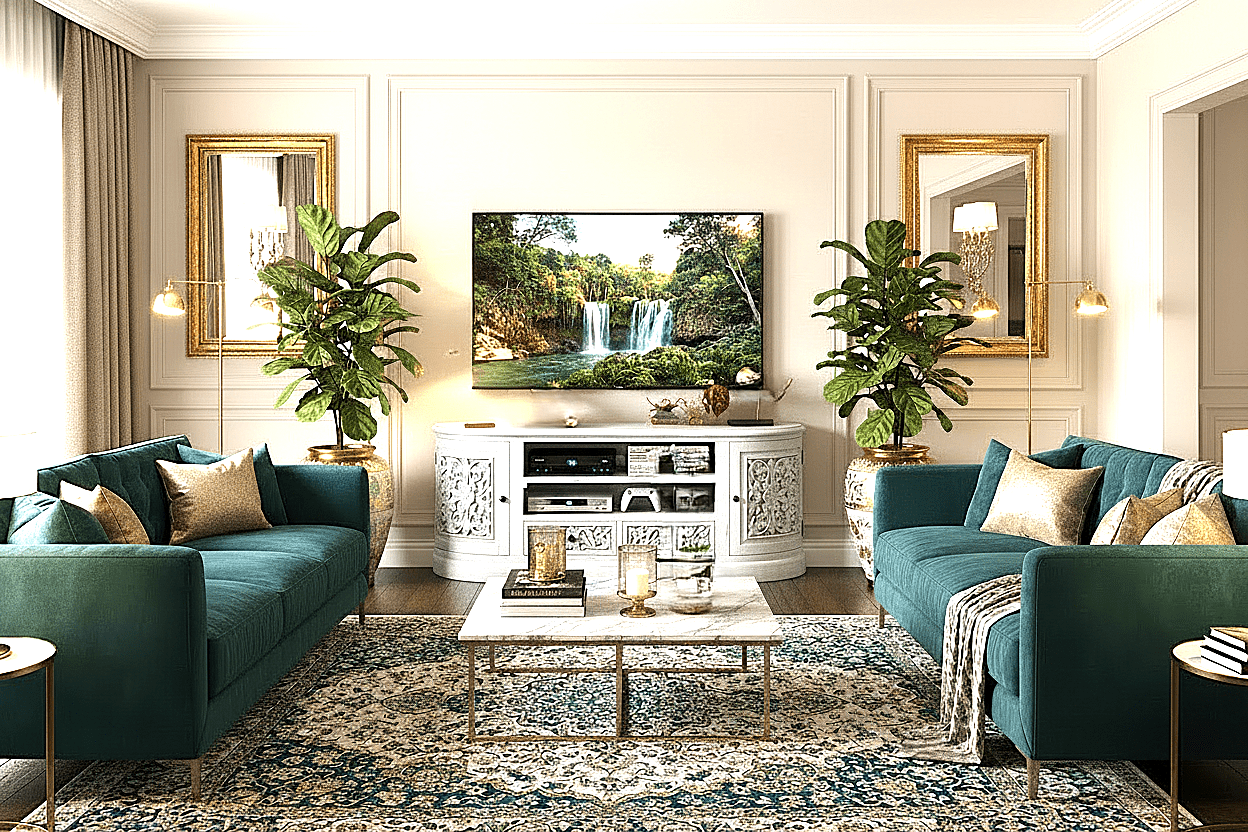 Florentia Crest™ Hand - Carved Solid Wood TV Console & Entertainment Center – handcrafted solid wood furniture