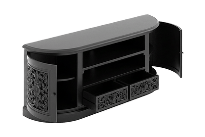 Florentia Crest™ Hand - Carved Solid Wood TV Console & Entertainment Center – handcrafted solid wood furniture