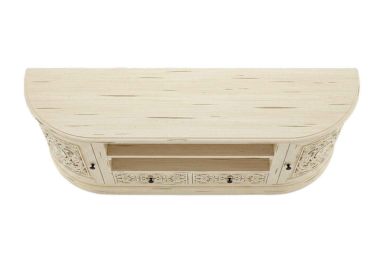 Florentia Crest™ Hand - Carved Solid Wood TV Console & Entertainment Center – handcrafted solid wood furniture