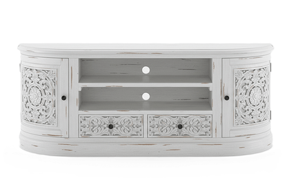 Florentia Crest™ Hand - Carved Solid Wood TV Console & Entertainment Center – handcrafted solid wood furniture