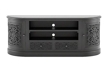 Florentia Crest™ Hand - Carved Solid Wood TV Console & Entertainment Center – handcrafted solid wood furniture