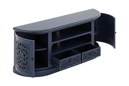 Florentia Crest™ Hand - Carved Solid Wood TV Console & Entertainment Center – handcrafted solid wood furniture