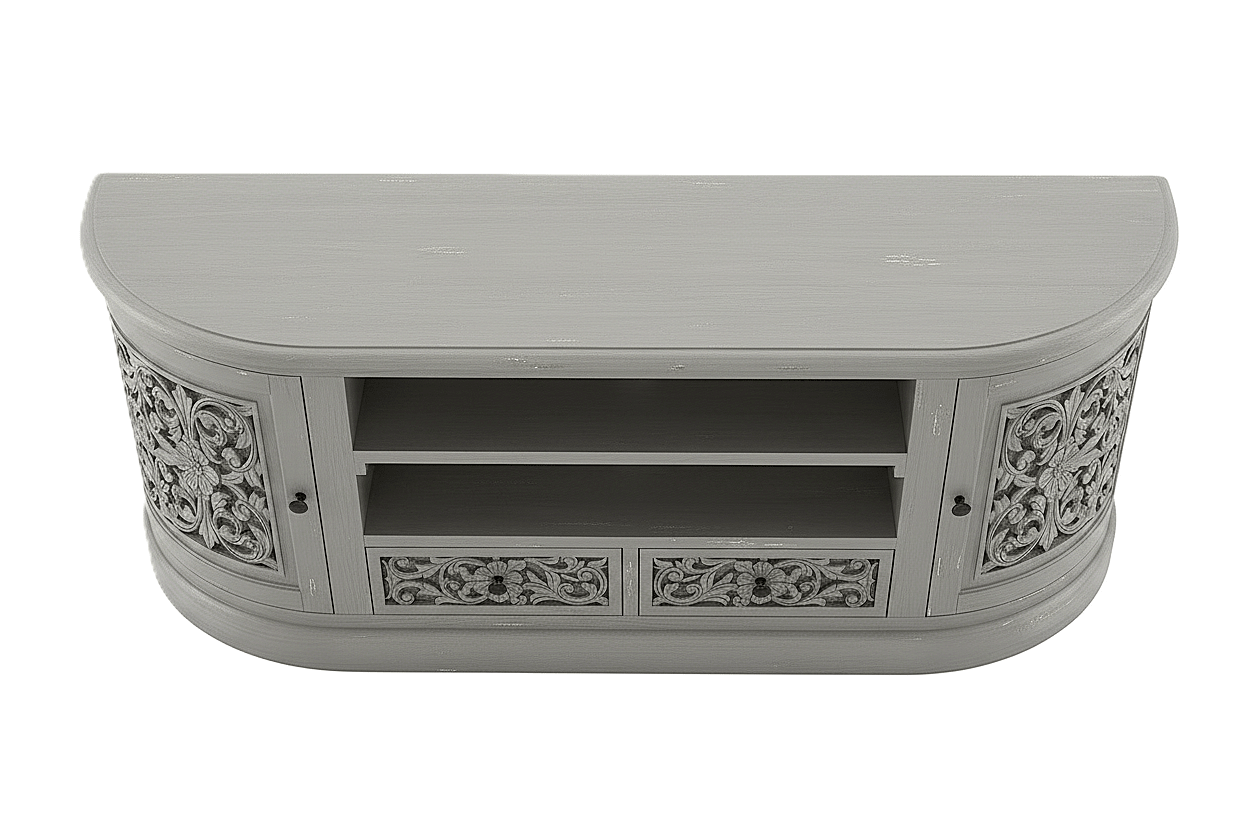 Florentia Crest™ Hand - Carved Solid Wood TV Console & Entertainment Center – handcrafted solid wood furniture