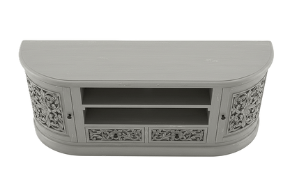 Florentia Crest™ Hand - Carved Solid Wood TV Console & Entertainment Center – handcrafted solid wood furniture