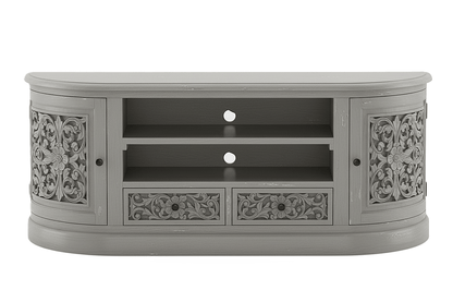 Florentia Crest™ Hand - Carved Solid Wood TV Console & Entertainment Center – handcrafted solid wood furniture