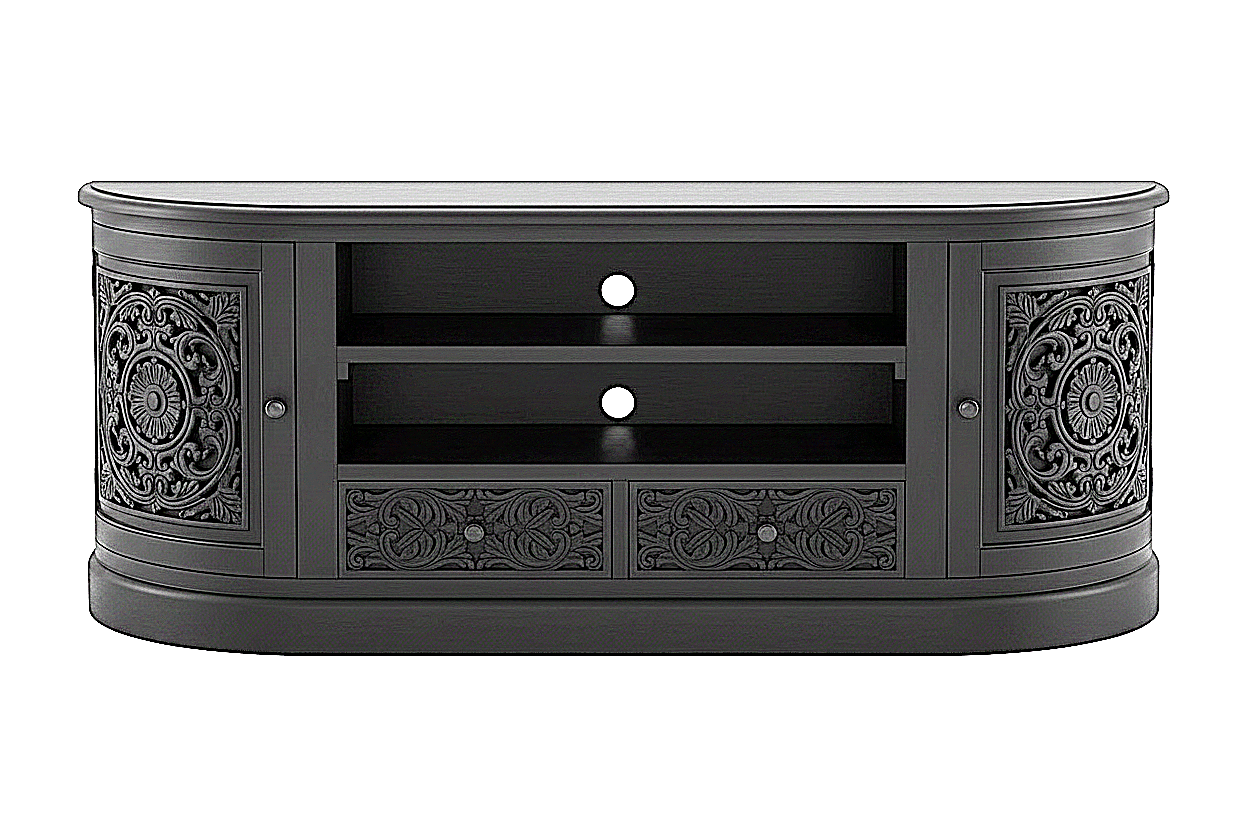 Florentia Crest™ Hand - Carved Solid Wood TV Console & Entertainment Center – handcrafted solid wood furniture