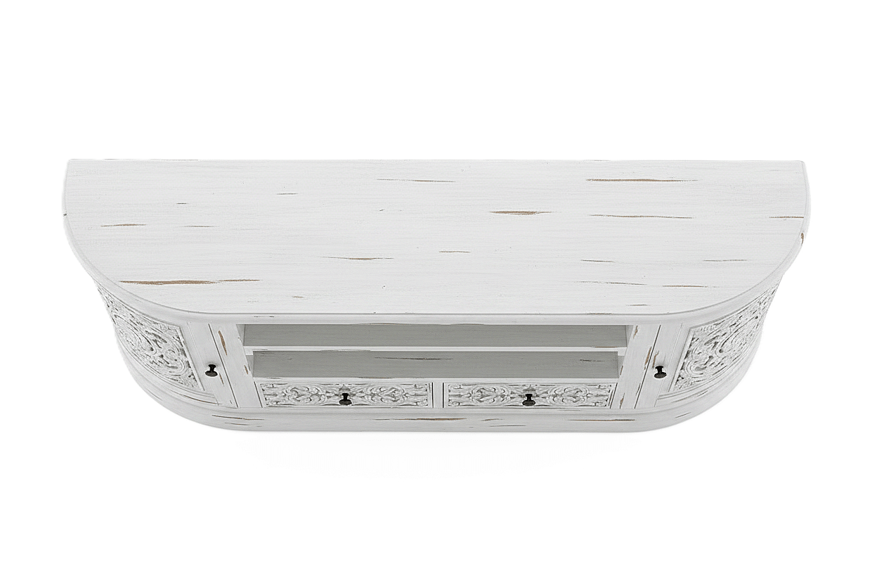 Florentia Crest™ Hand - Carved Solid Wood TV Console & Entertainment Center – handcrafted solid wood furniture