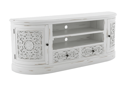 Florentia Crest™ Hand - Carved Solid Wood TV Console & Entertainment Center – handcrafted solid wood furniture