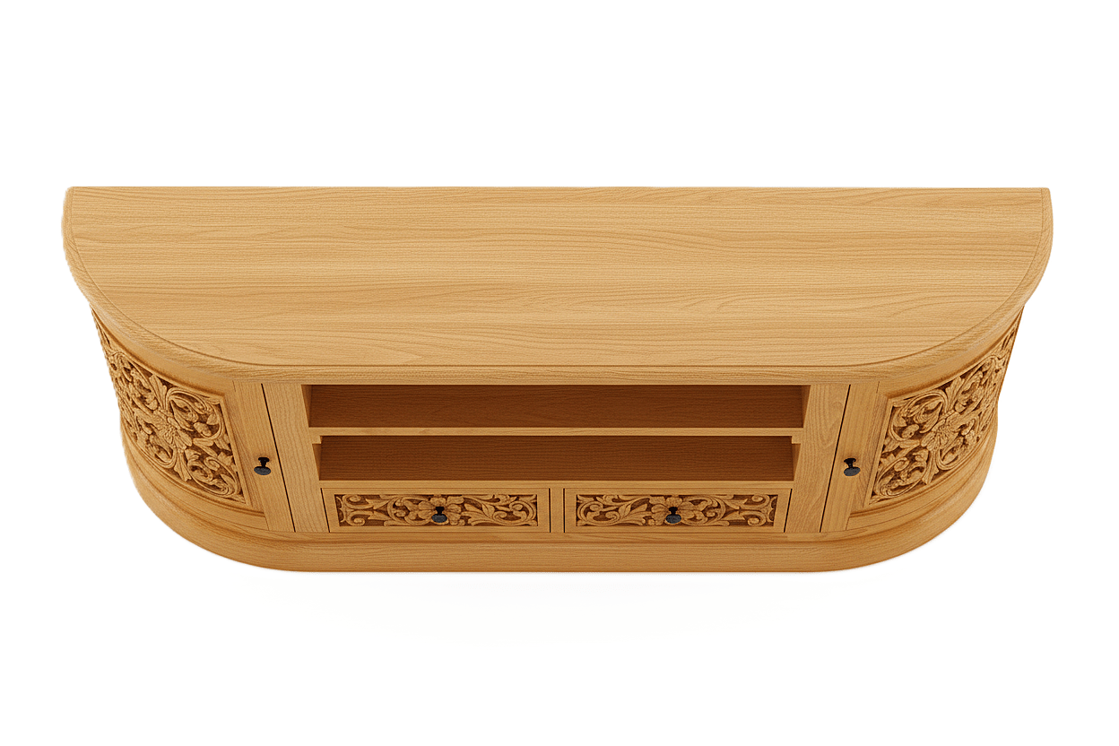 Florentia Crest™ Hand - Carved Solid Wood TV Console & Entertainment Center – handcrafted solid wood furniture