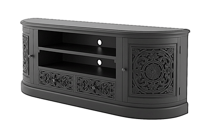 Florentia Crest™ Hand - Carved Solid Wood TV Console & Entertainment Center – handcrafted solid wood furniture