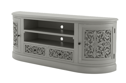 Florentia Crest™ Hand - Carved Solid Wood TV Console & Entertainment Center – handcrafted solid wood furniture