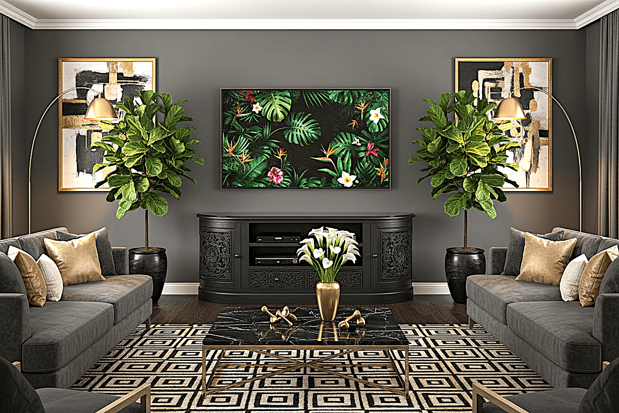 Florentia Crest™ Hand - Carved Solid Wood TV Console & Entertainment Center – handcrafted solid wood furniture