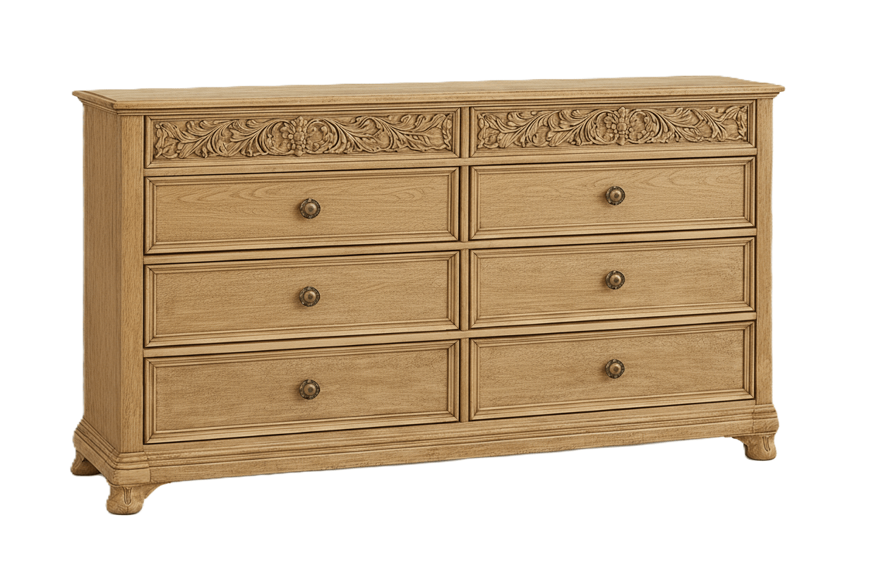 Florentia Royale™ Hand - Carved Solid Wood Dresser (6 Drawer) – handcrafted solid wood furniture