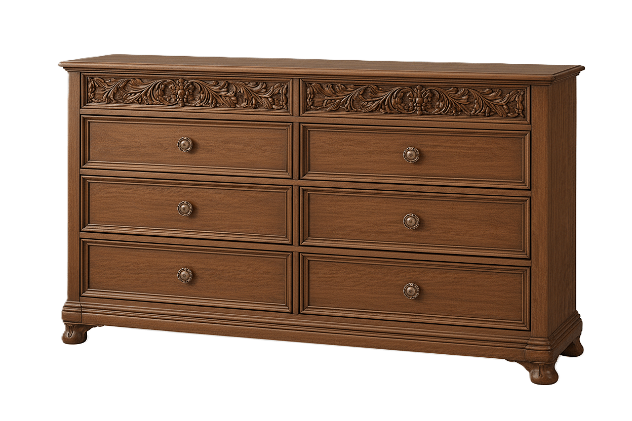 Florentia Royale™ Hand - Carved Solid Wood Dresser (6 Drawer) – handcrafted solid wood furniture