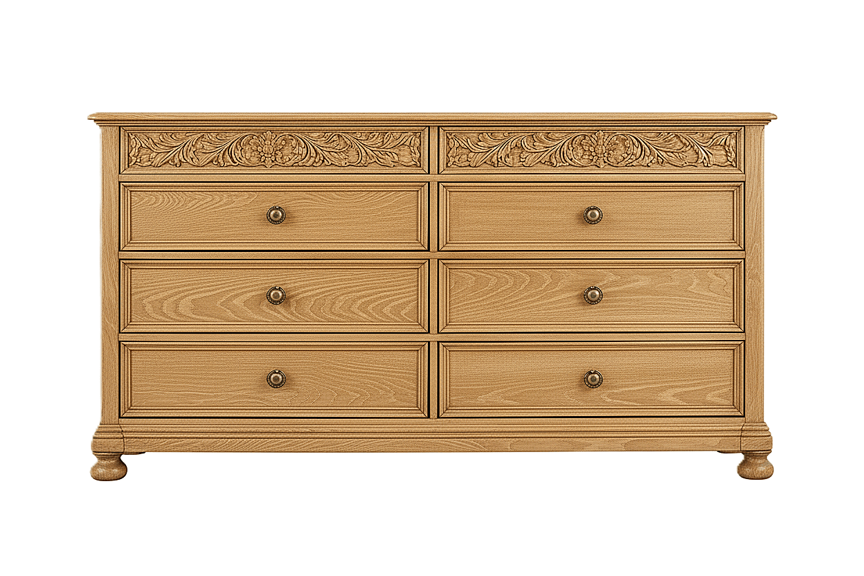 Florentia Royale™ Hand - Carved Solid Wood Dresser (6 Drawer) – handcrafted solid wood furniture