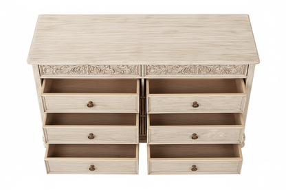 Florentia Royale™ Hand - Carved Solid Wood Dresser (6 Drawer) – handcrafted solid wood furniture