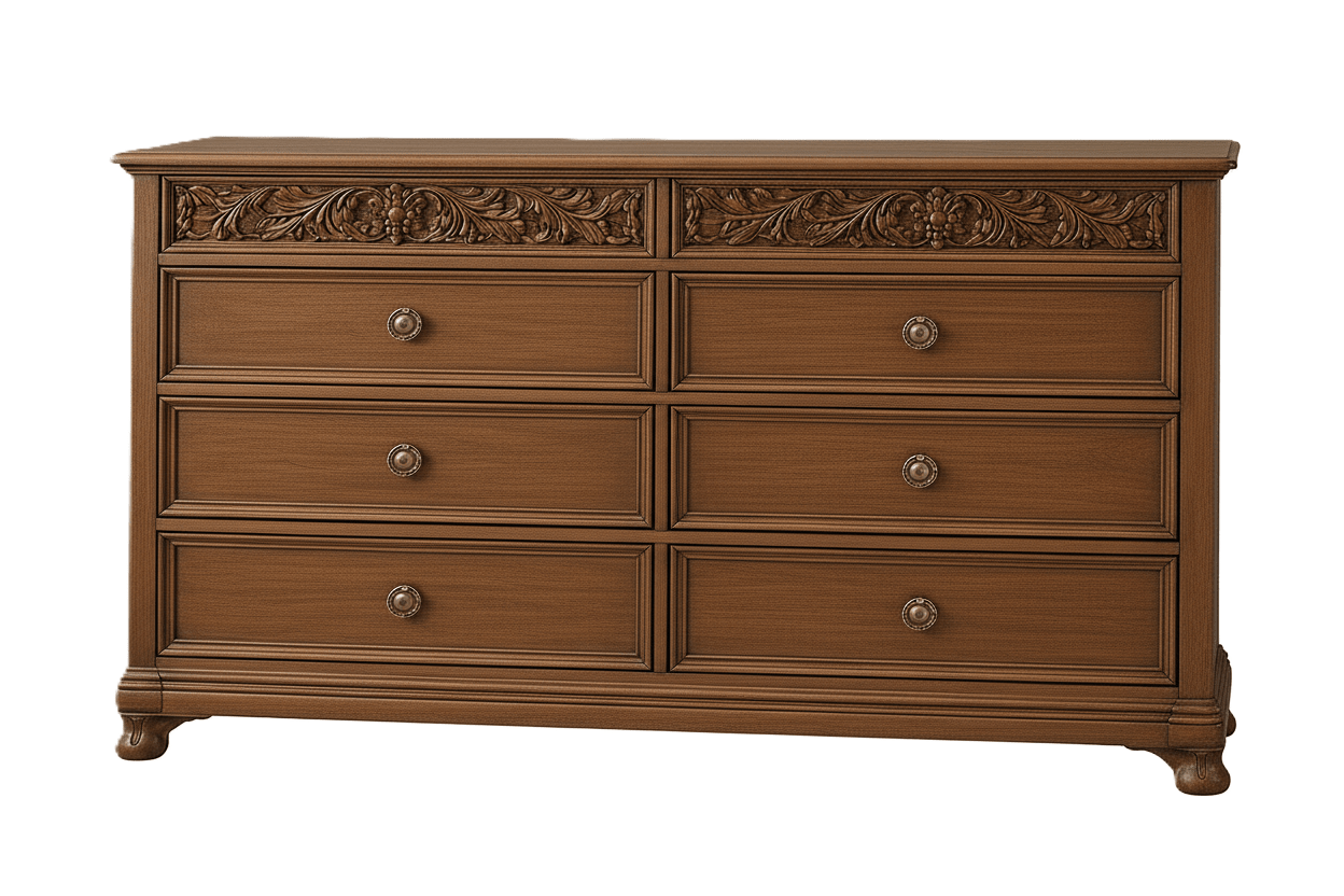 Florentia Royale™ Hand - Carved Solid Wood Dresser (6 Drawer) – handcrafted solid wood furniture