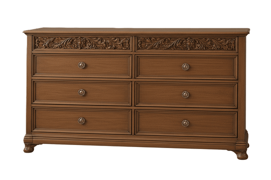 Florentia Royale™ Hand - Carved Solid Wood Dresser (6 Drawer) – handcrafted solid wood furniture