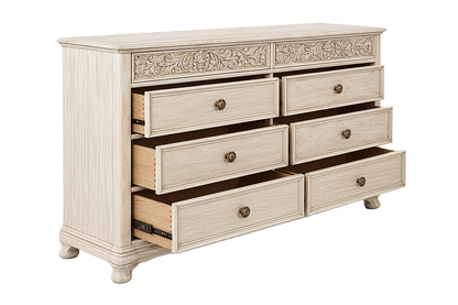 Florentia Royale™ Hand - Carved Solid Wood Dresser (6 Drawer) – handcrafted solid wood furniture