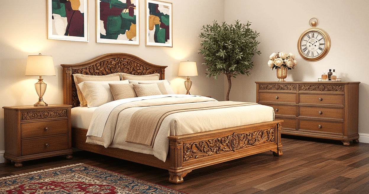 Florentia Royale™ Hand - Carved Solid Wood Dresser (6 Drawer) – handcrafted solid wood furniture