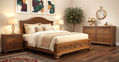 Florentia Royale™ Hand - Carved Solid Wood Dresser (6 Drawer) – handcrafted solid wood furniture