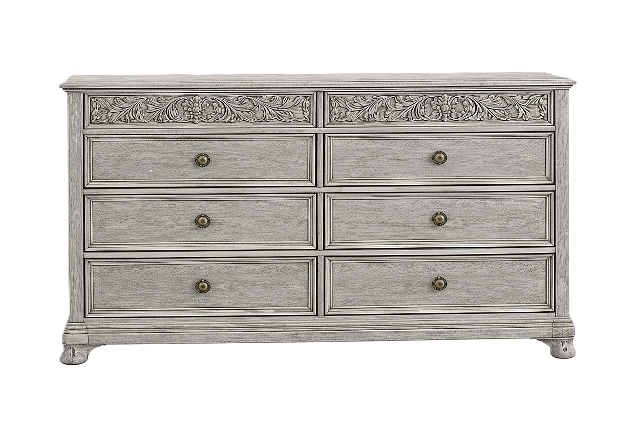 Florentia Royale™ Hand - Carved Solid Wood Dresser (6 Drawer) – handcrafted solid wood furniture