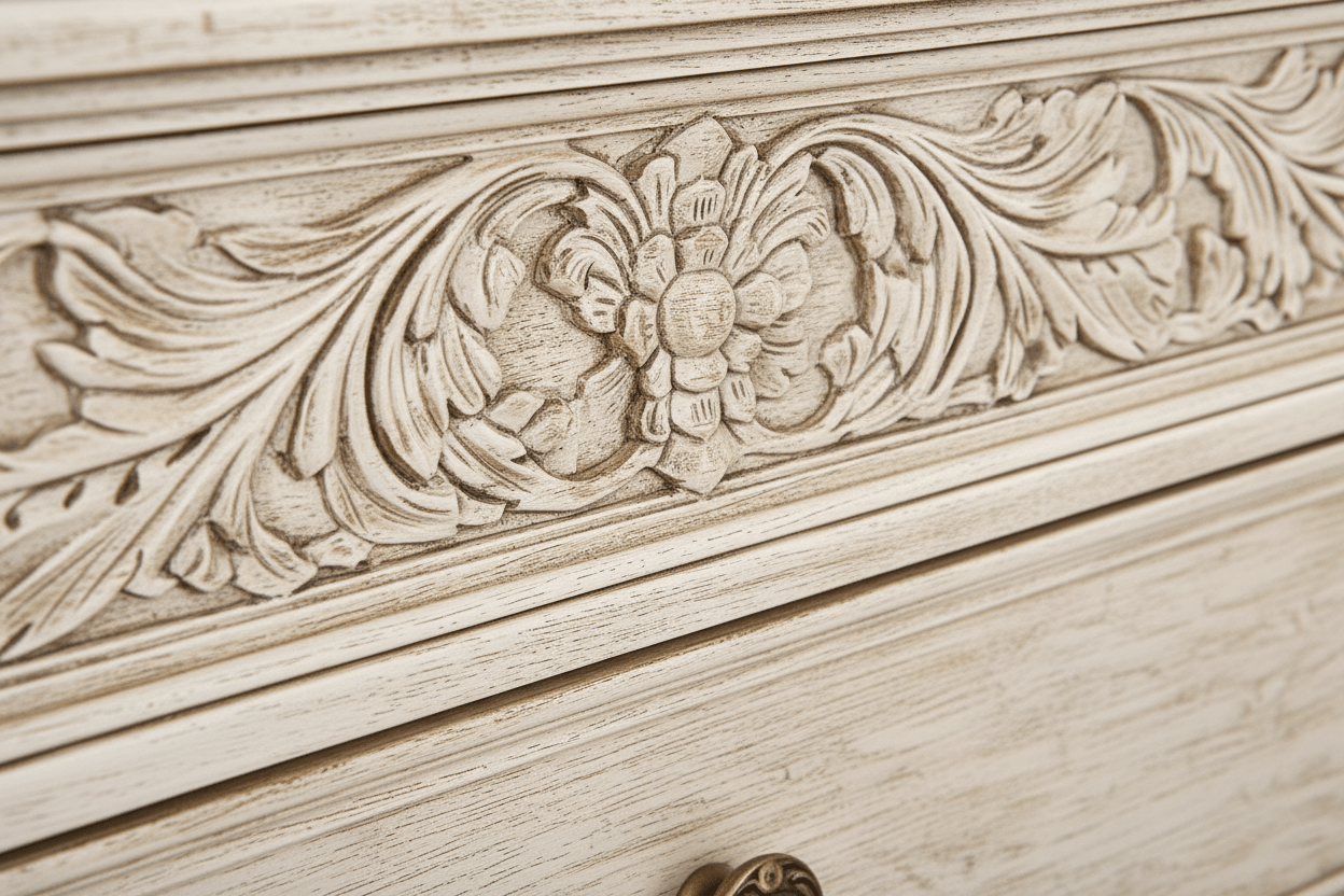 Florentia Royale™ Hand - Carved Solid Wood Dresser (6 Drawer) – handcrafted solid wood furniture