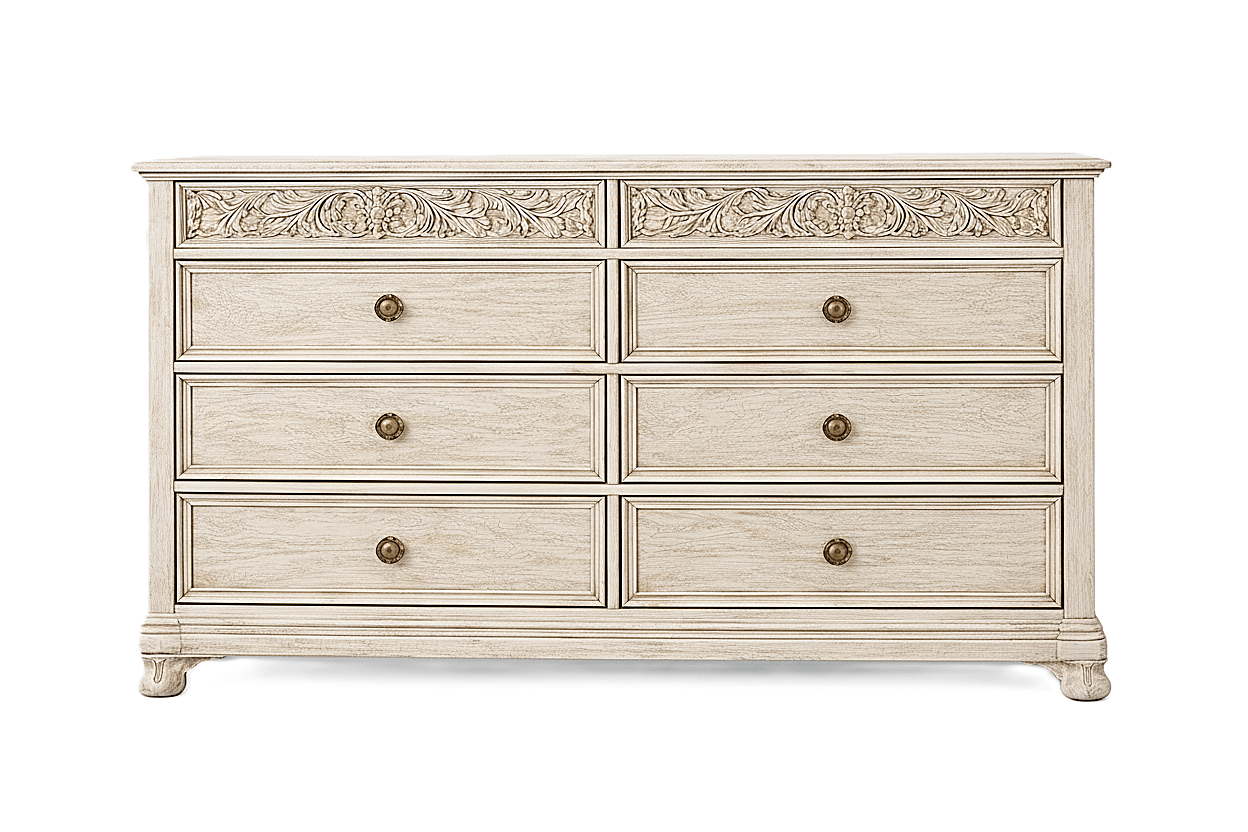 Florentia Royale™ Hand - Carved Solid Wood Dresser (6 Drawer) – handcrafted solid wood furniture