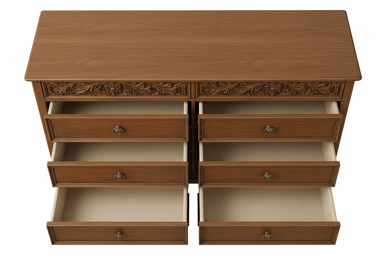 Florentia Royale™ Hand - Carved Solid Wood Dresser (6 Drawer) – handcrafted solid wood furniture