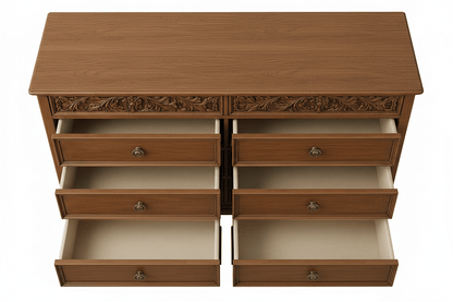 Florentia Royale™ Hand - Carved Solid Wood Dresser (6 Drawer) – handcrafted solid wood furniture
