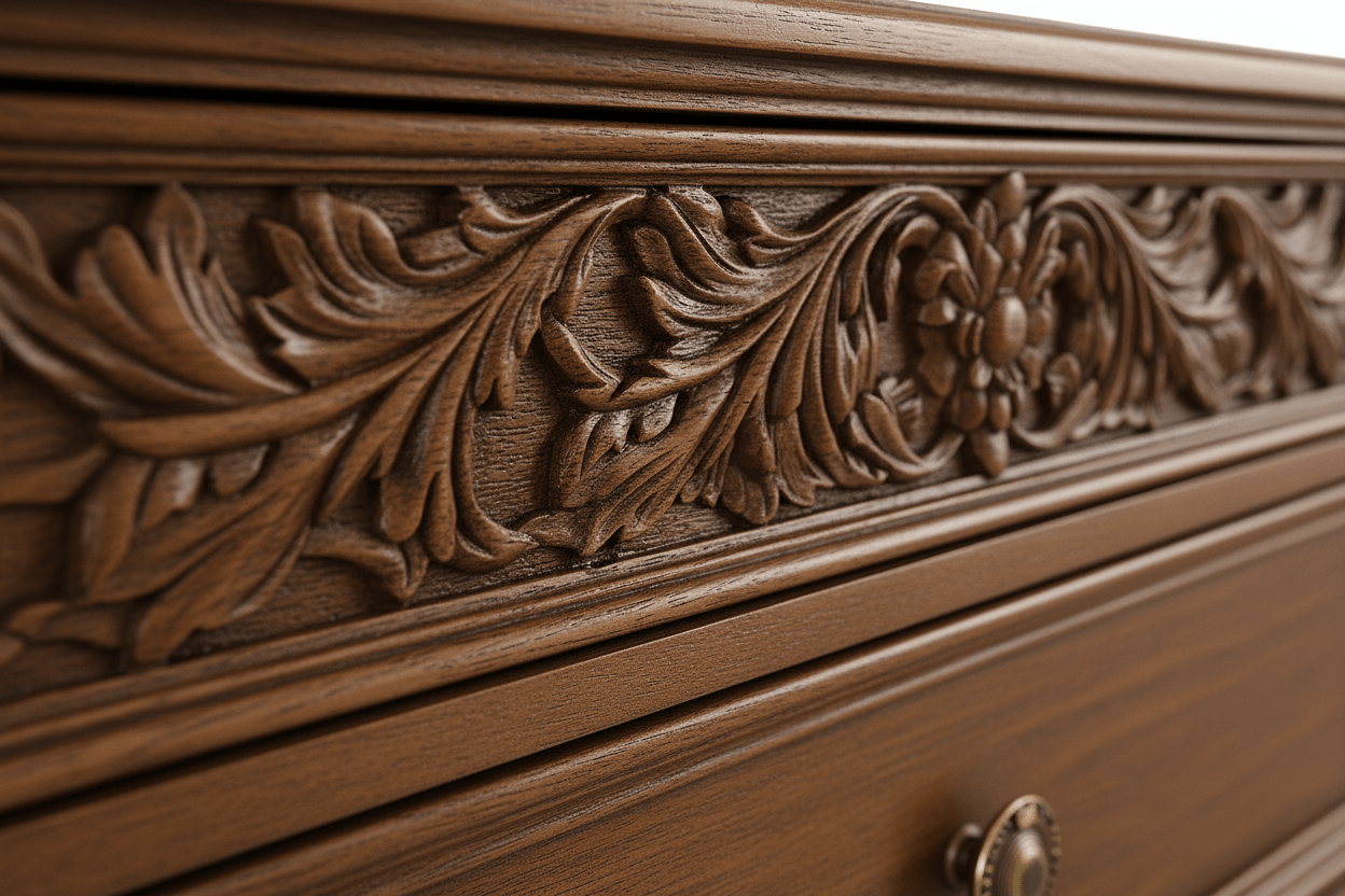 Florentia Royale™ Hand - Carved Solid Wood Dresser (6 Drawer) – handcrafted solid wood furniture