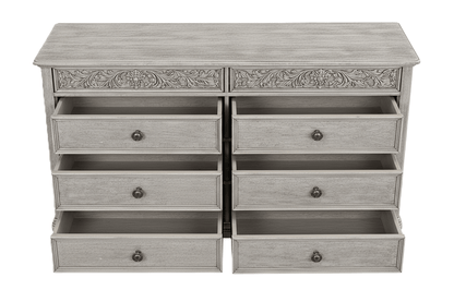 Florentia Royale™ Hand - Carved Solid Wood Dresser (6 Drawer) – handcrafted solid wood furniture