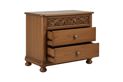 Florentia Royale™ Hand - Carved Solid Wood Nightstand – handcrafted solid wood furniture