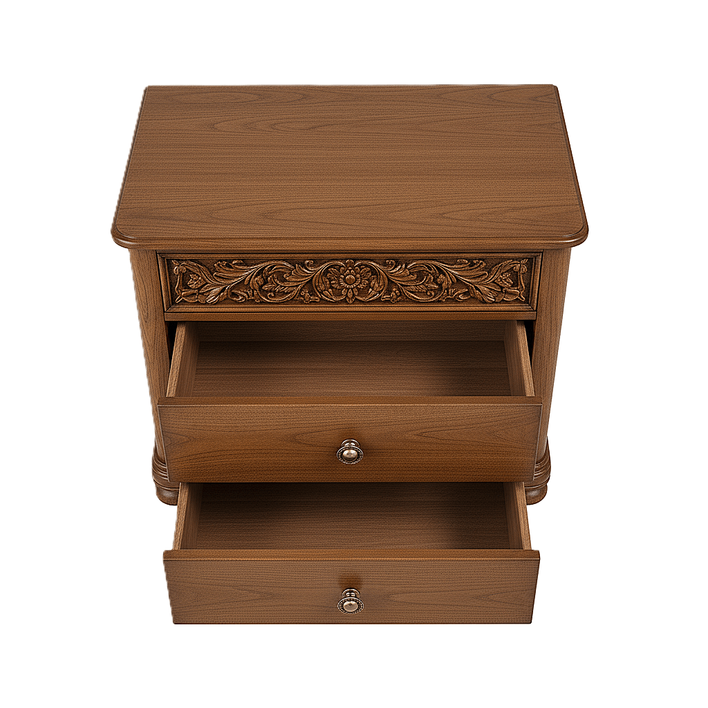 Florentia Royale™ Hand - Carved Solid Wood Nightstand – handcrafted solid wood furniture