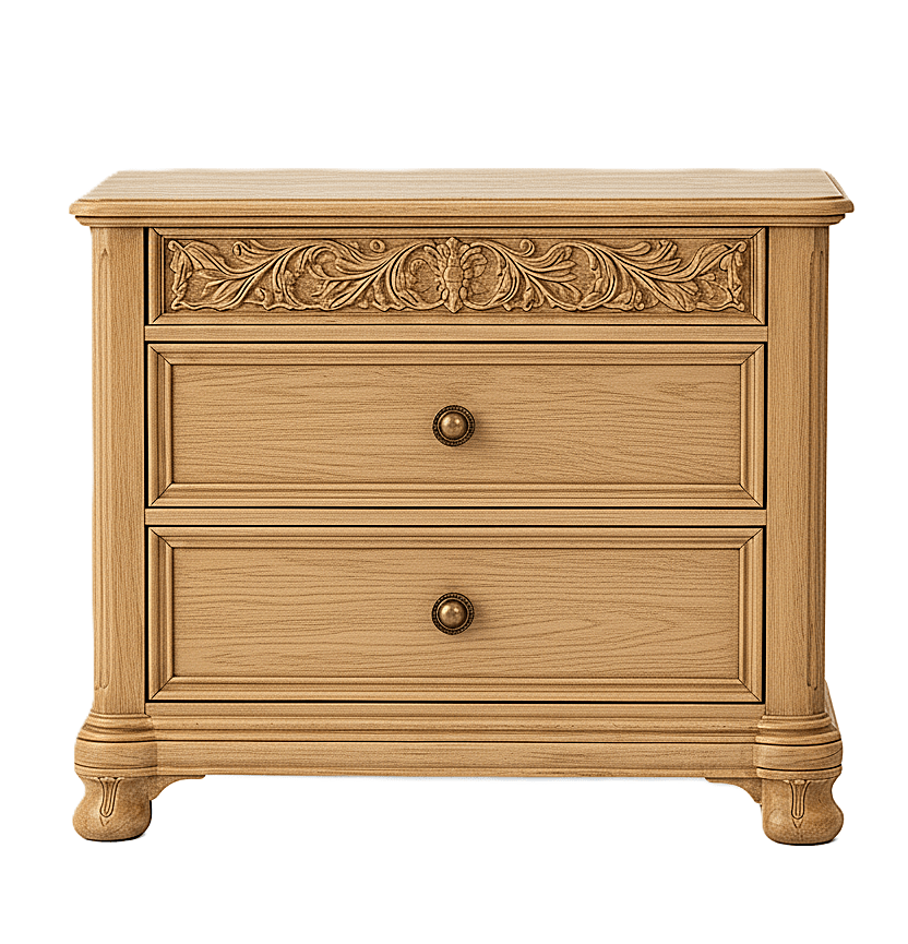 Florentia Royale™ Hand - Carved Solid Wood Nightstand – handcrafted solid wood furniture